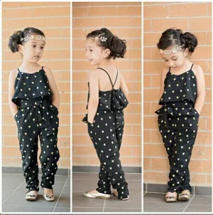 girls Rompers clothes kids Girls harness heart-shaped piece clothing set kids summer Jumpsuit clothes