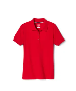 Girls Short Sleeve Interlock Polo with Picot Collar {Red}