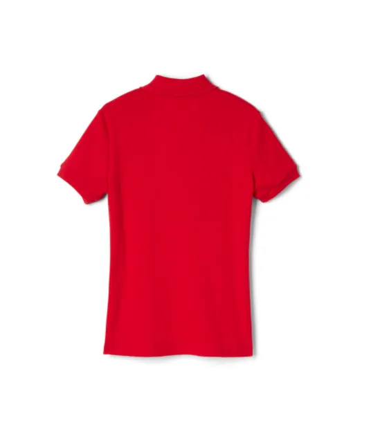 Girls Short Sleeve Interlock Polo with Picot Collar {Red}