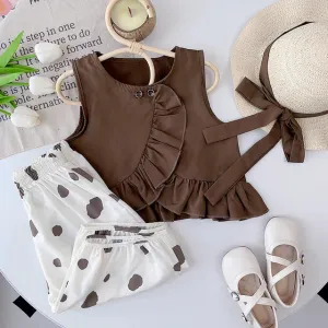Girls' Summer Polka Dot Frill Set