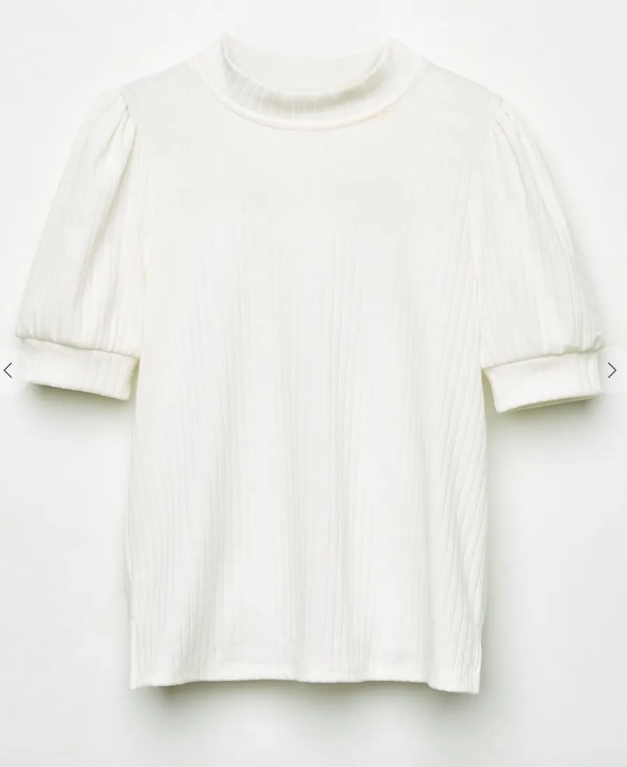 Girls Textured Puff Sleeve Top