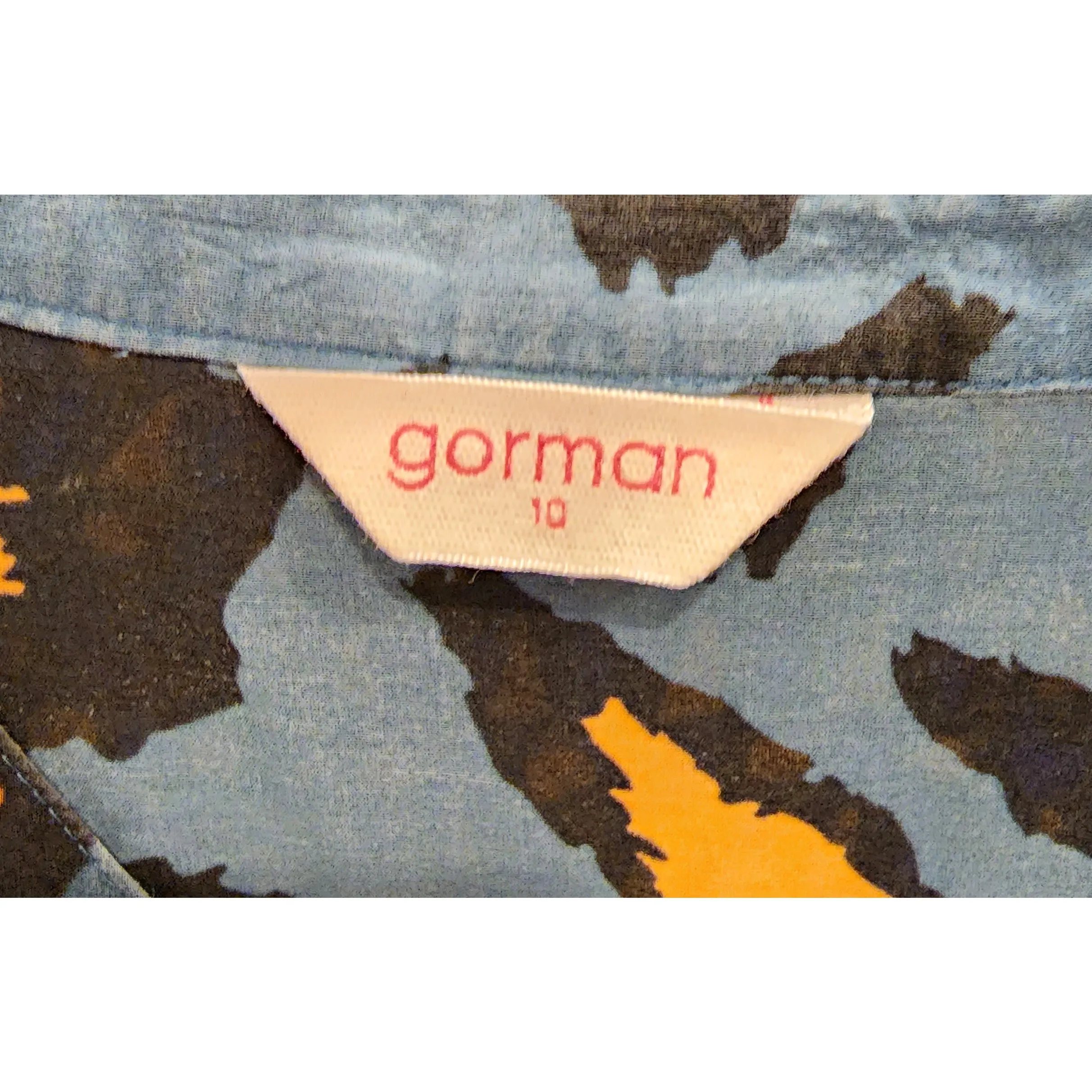 Gorman blue oversize sleeveless shirt top with animal print size 10