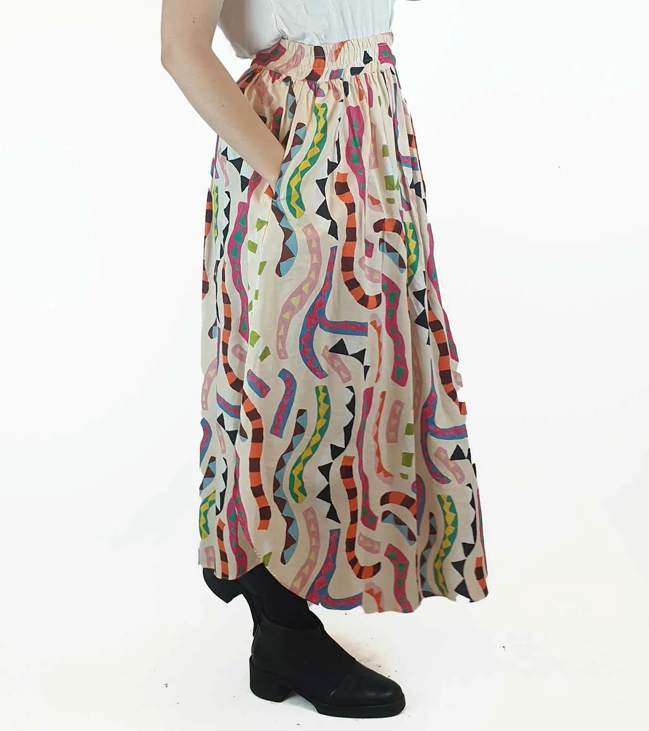 Gorman colourful snake-like print skirt size 10