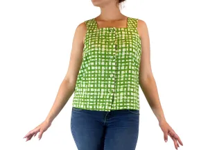 Gorman green and white check sleevless top size 10
