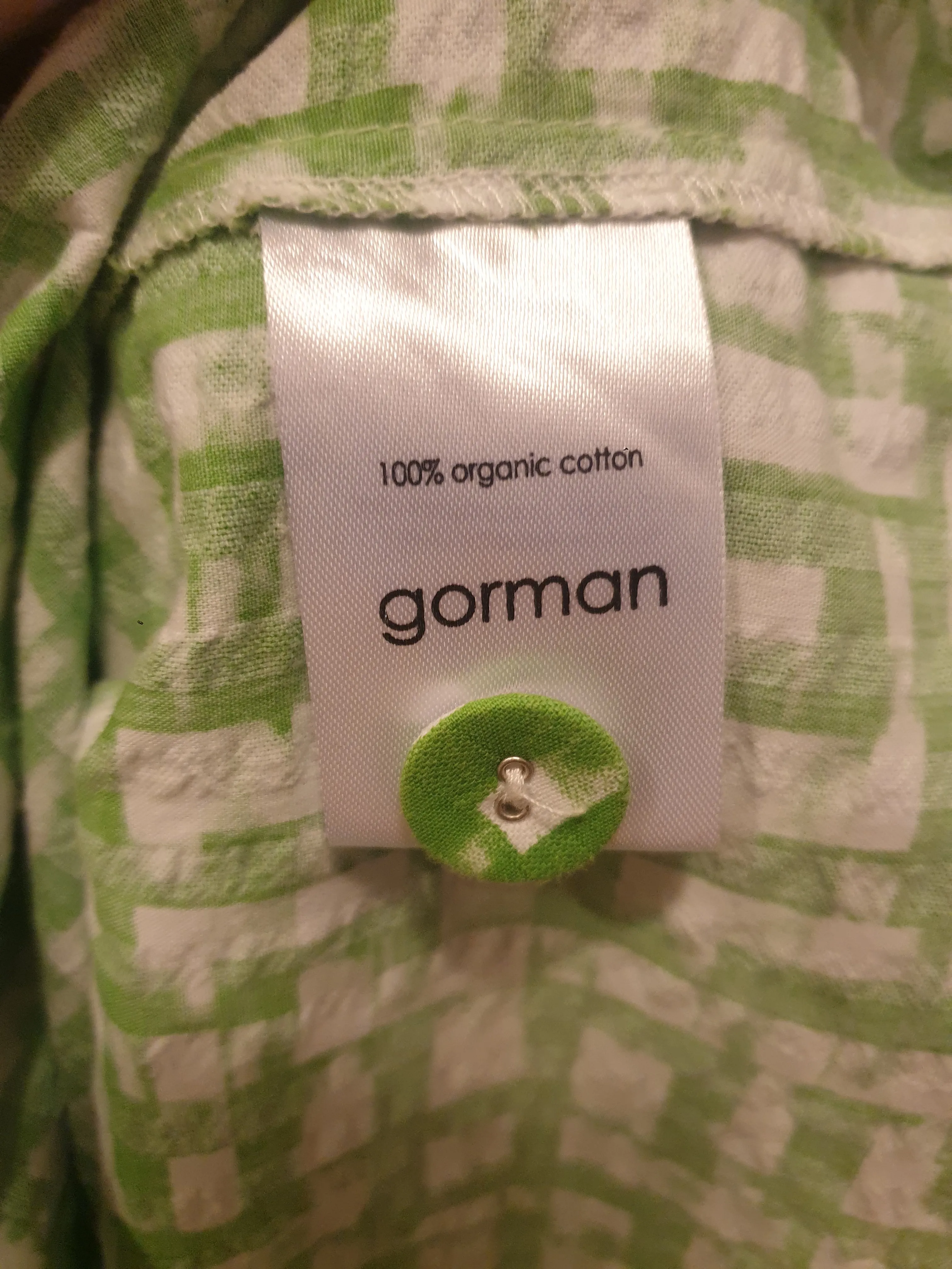 Gorman green and white check sleevless top size 10