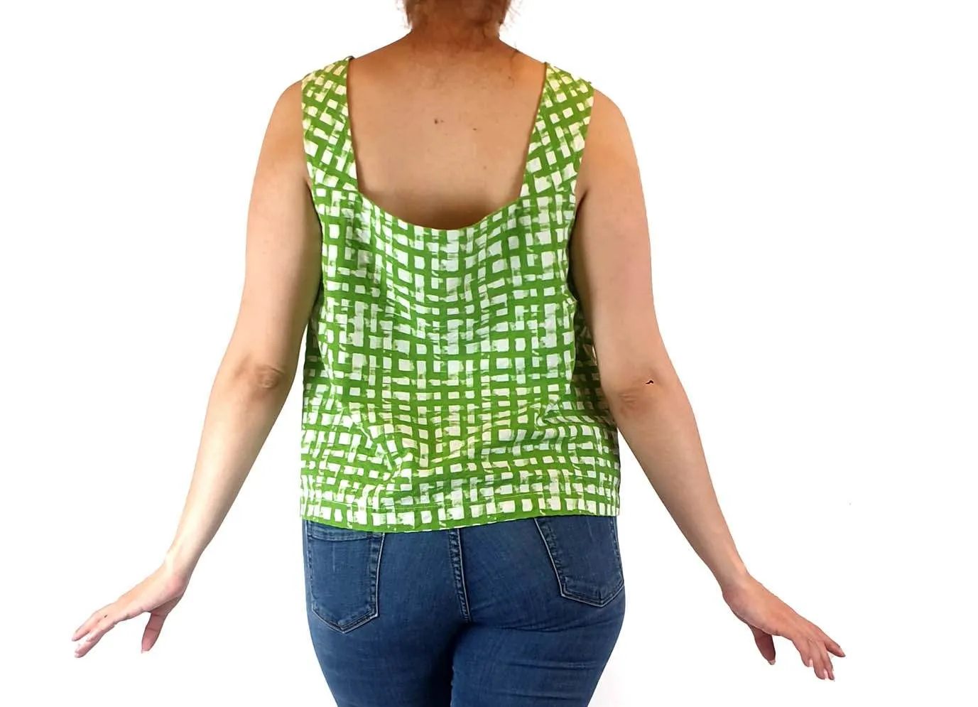 Gorman green and white check sleevless top size 10