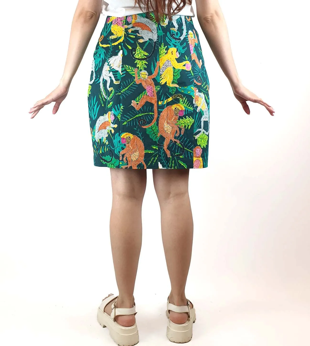 Gorman monkey and jungle print mini skirt size 10