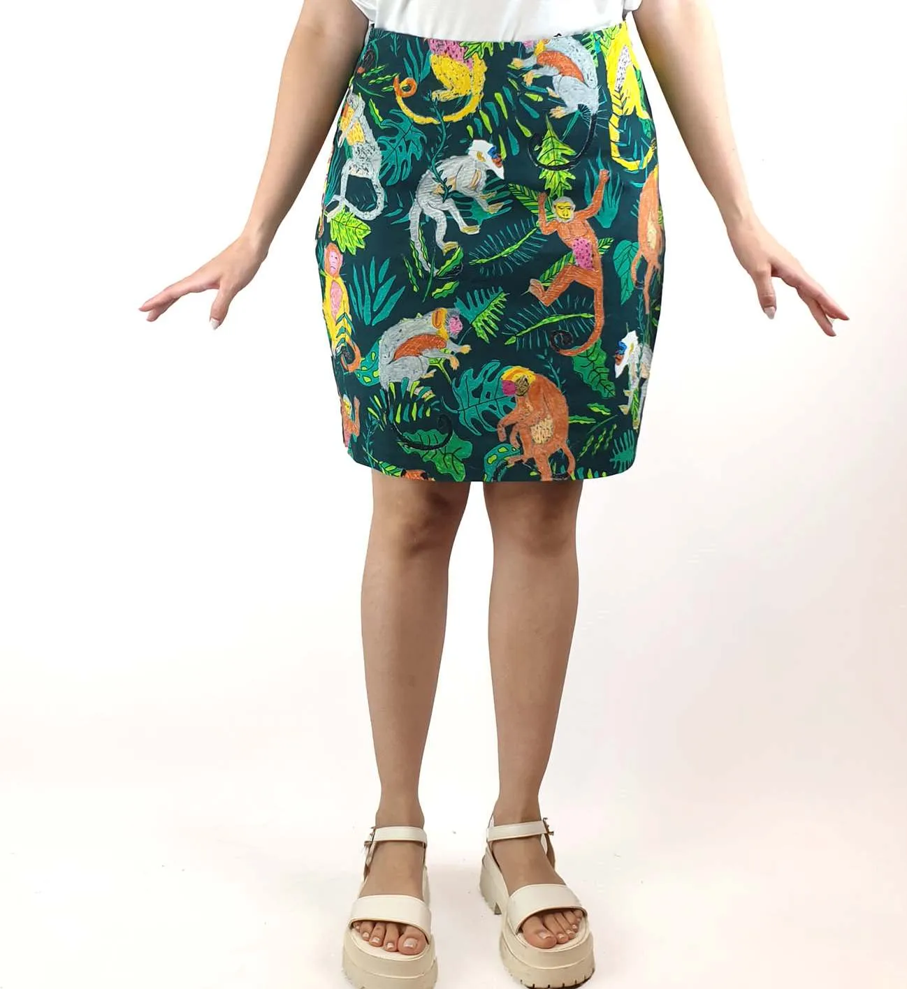 Gorman monkey and jungle print mini skirt size 10