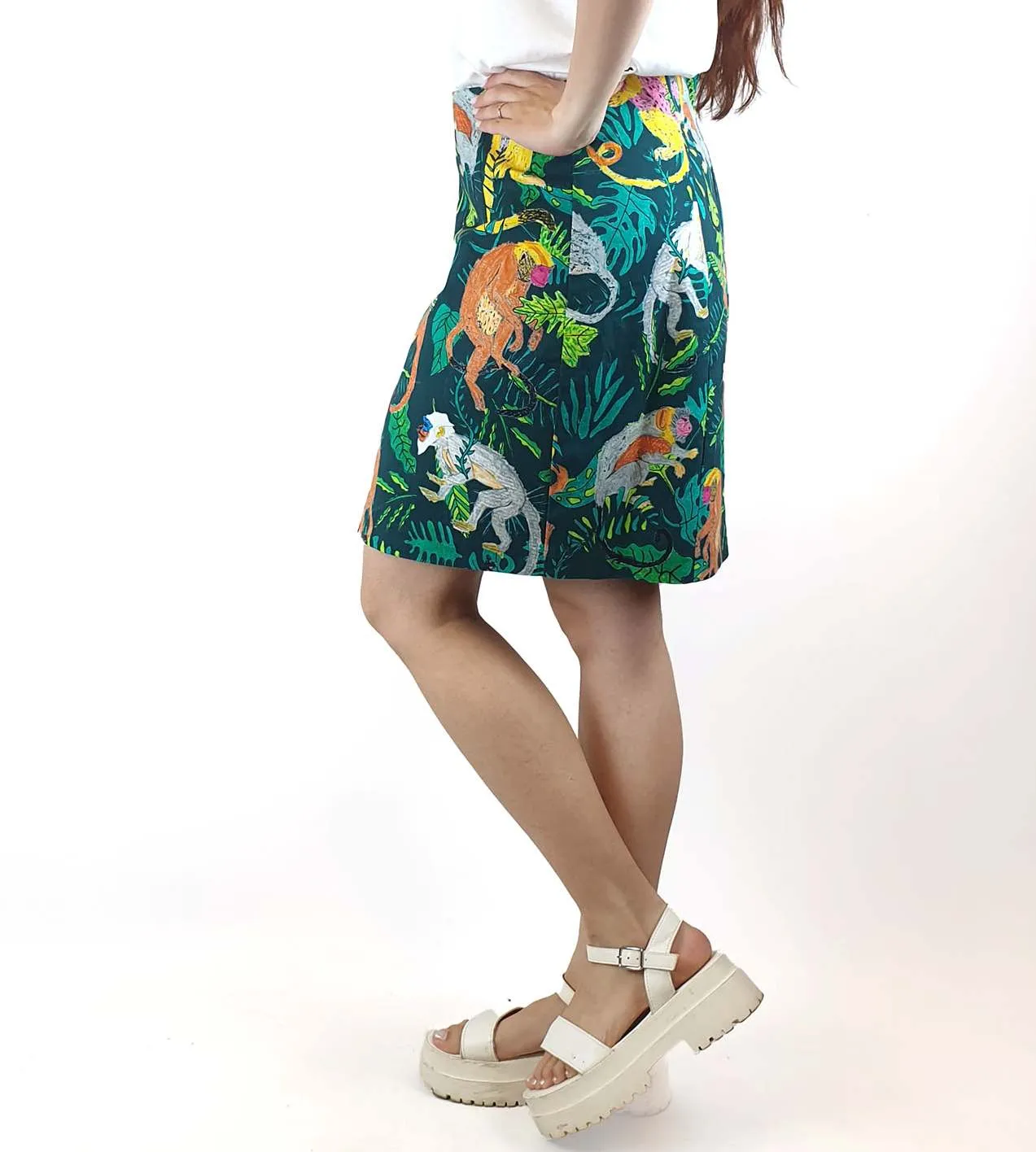 Gorman monkey and jungle print mini skirt size 10