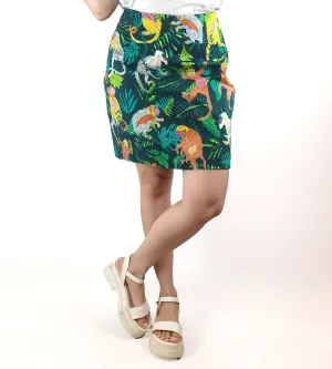 Gorman monkey and jungle print mini skirt size 10