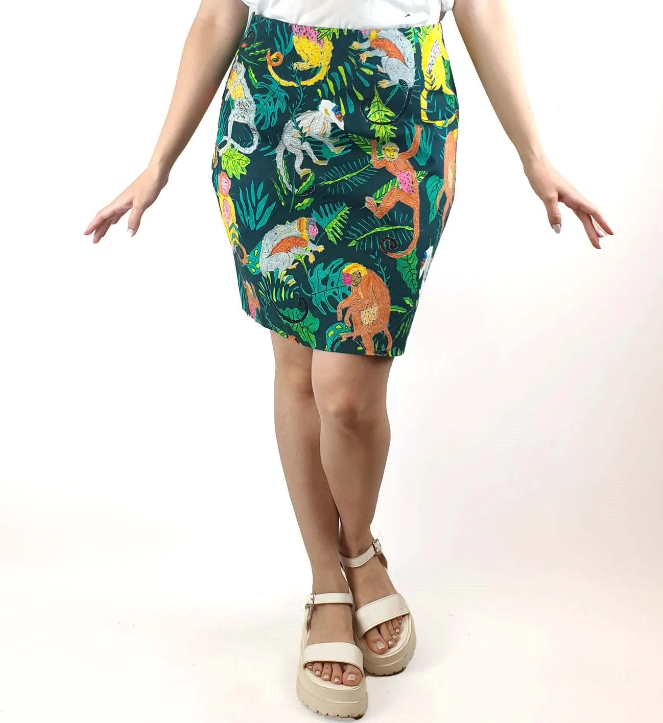 Gorman monkey and jungle print mini skirt size 10