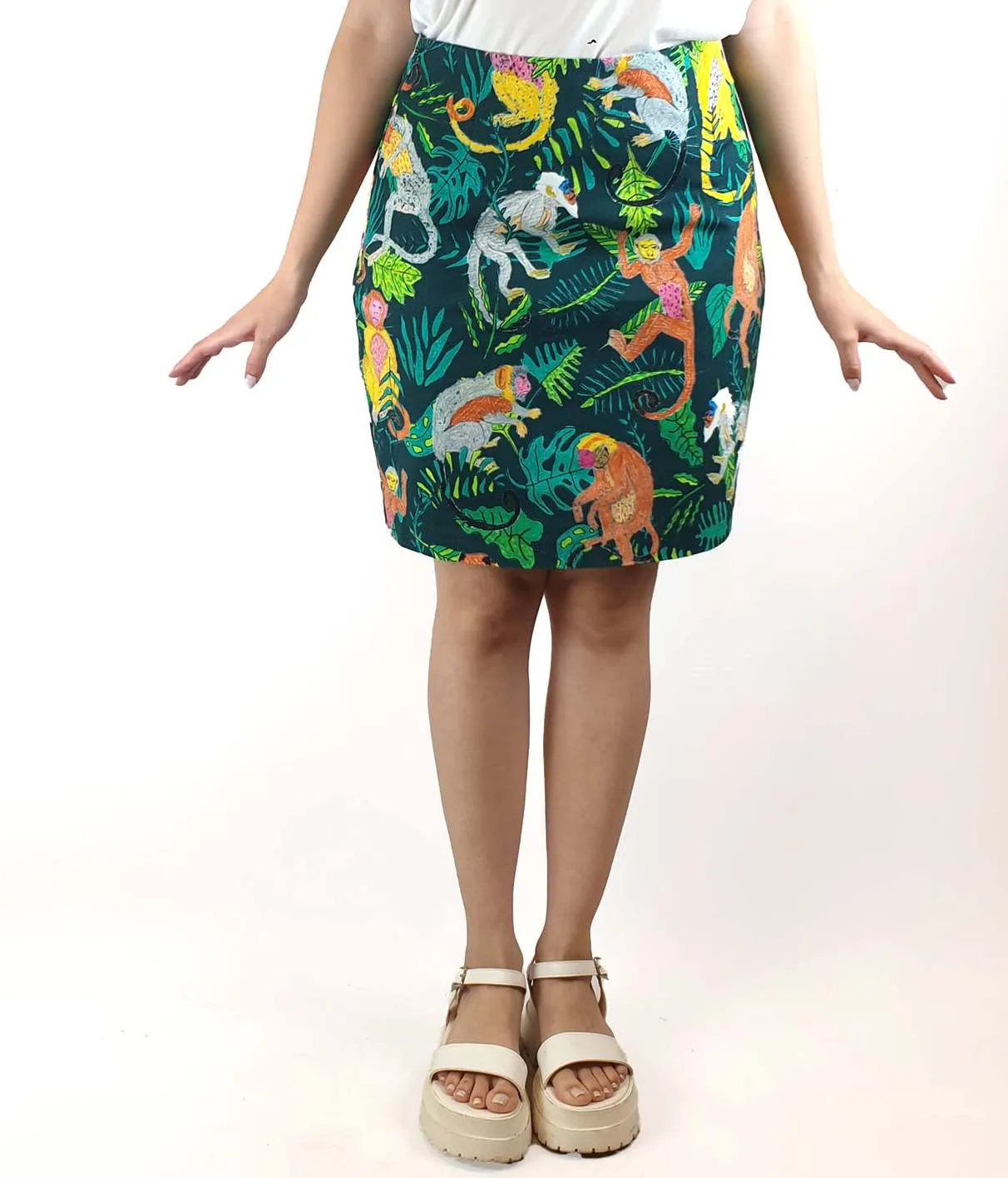 Gorman monkey and jungle print mini skirt size 10