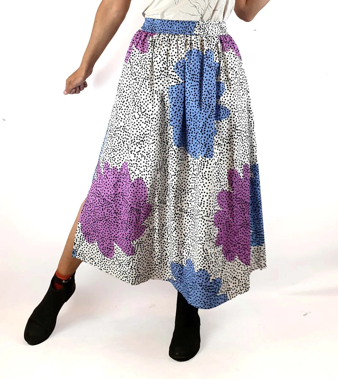 Gorman spotty print cotton feel long skirt size 8