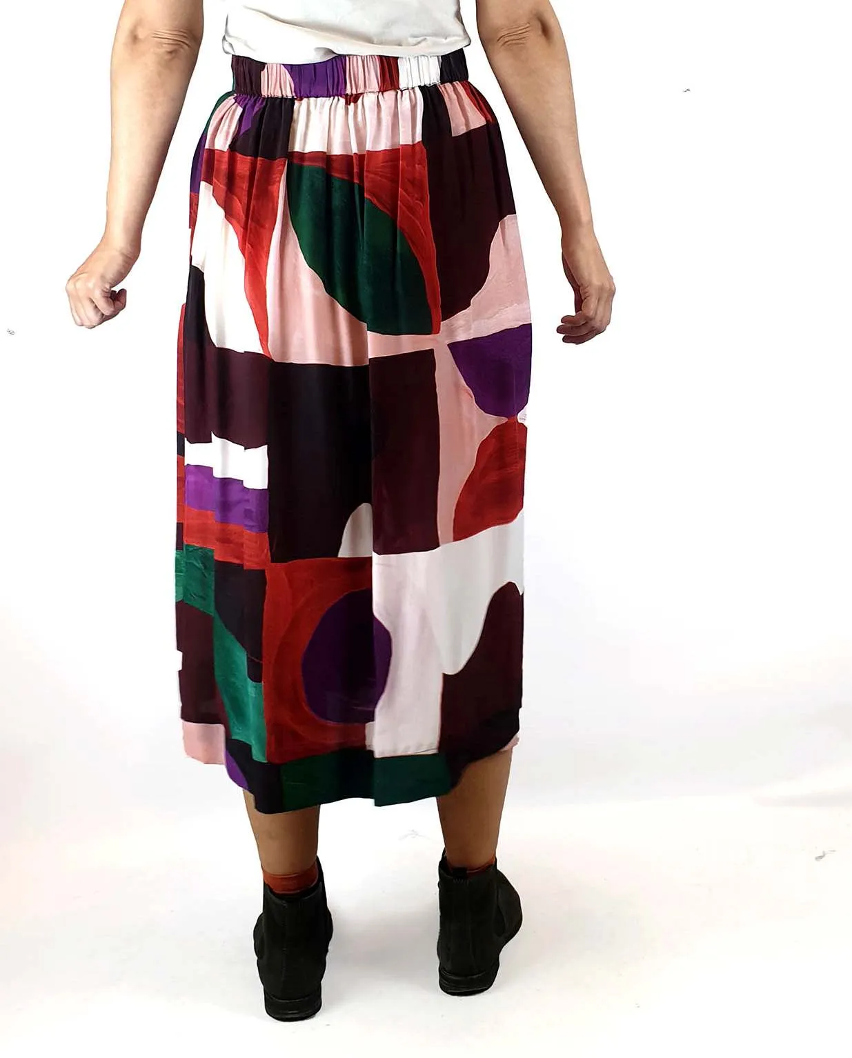 Gorman unique print silk blend pleated skirt size 8