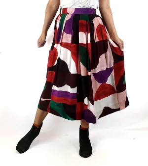 Gorman unique print silk blend pleated skirt size 8