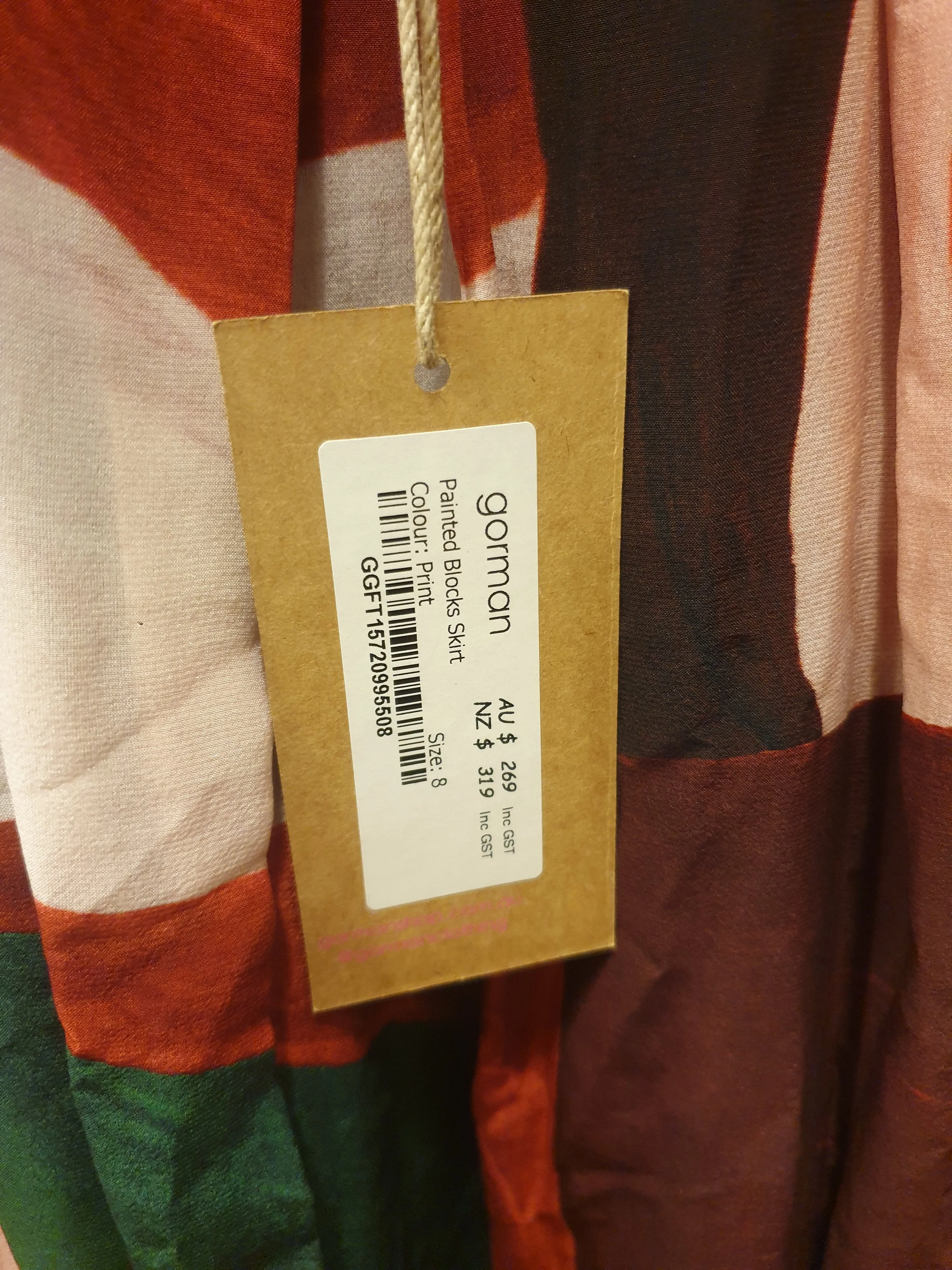 Gorman unique print silk blend pleated skirt size 8