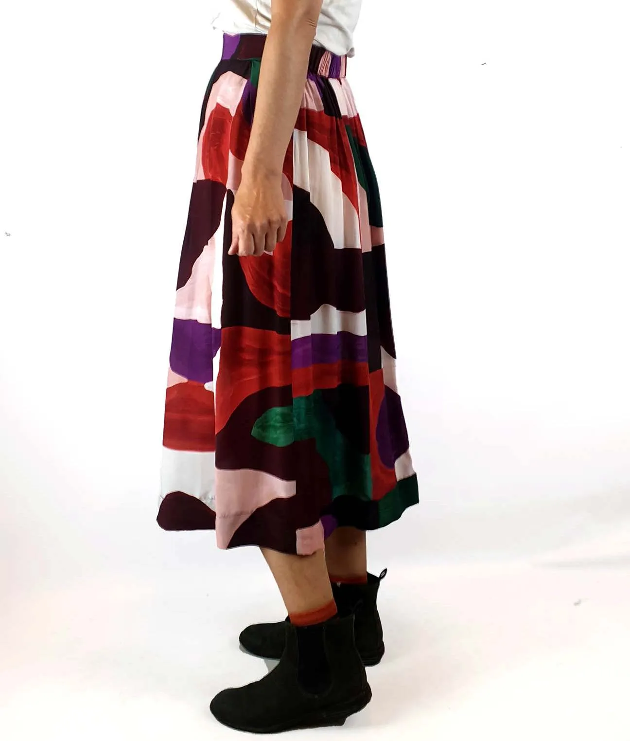 Gorman unique print silk blend pleated skirt size 8
