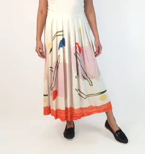 Gorman white-based unique print skirt size 10