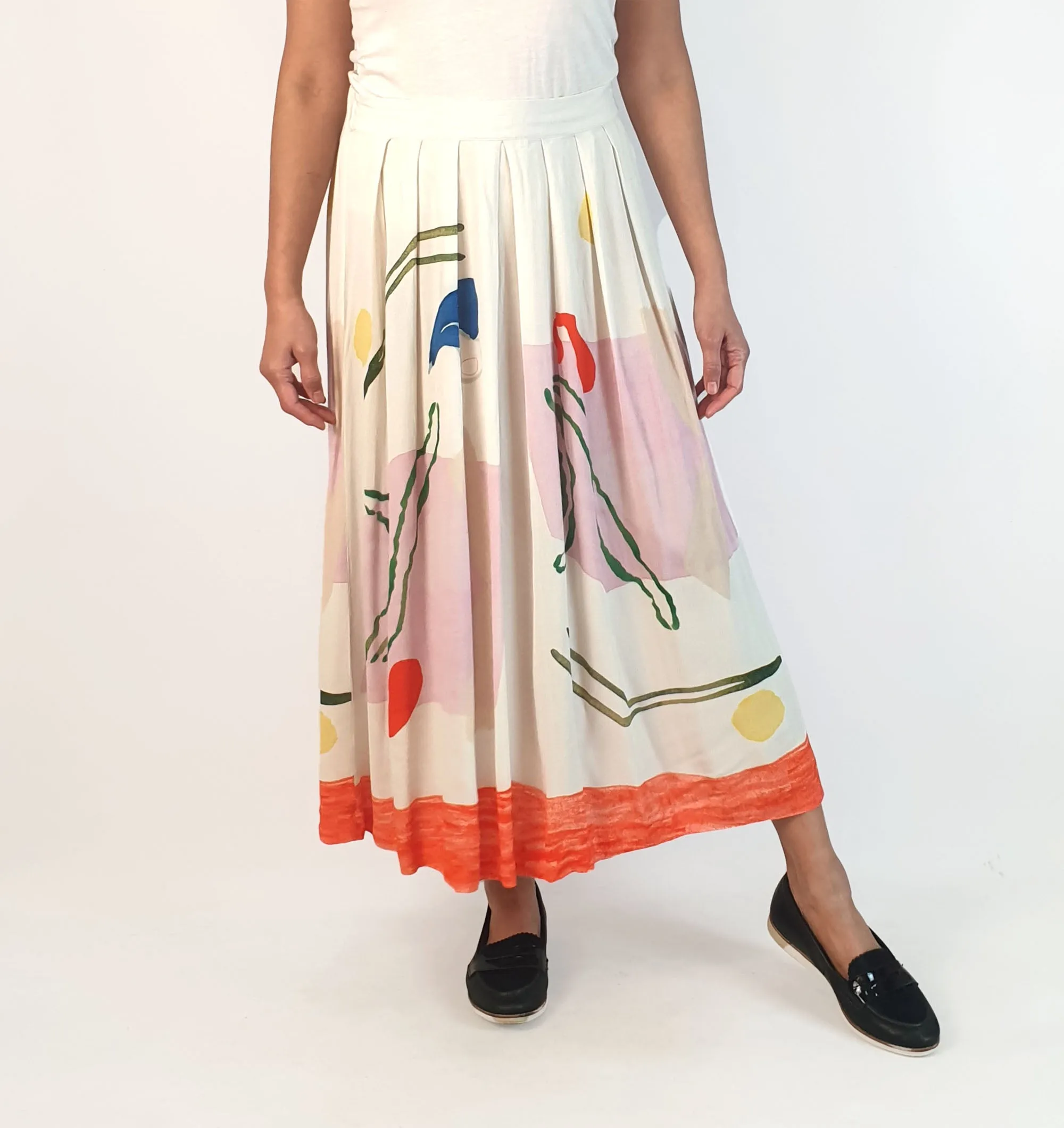 Gorman white-based unique print skirt size 10