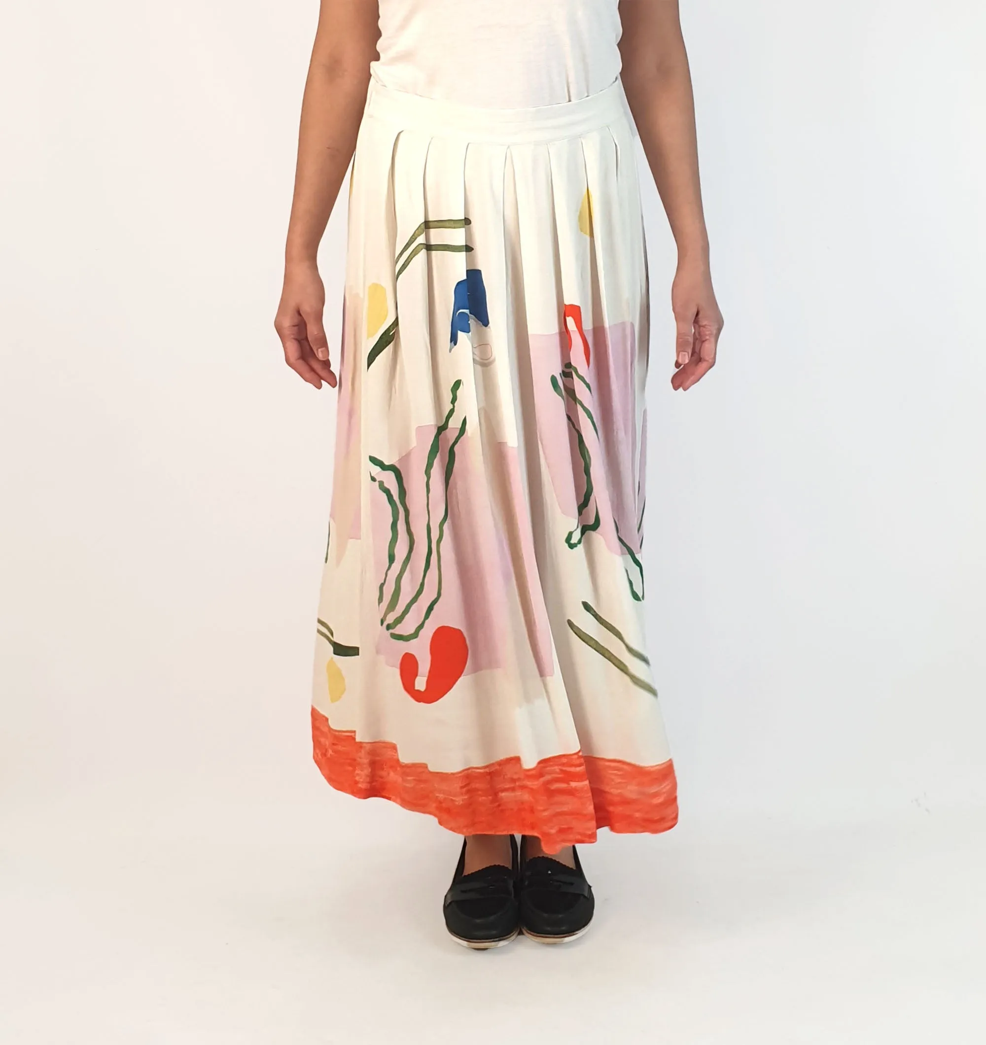Gorman white-based unique print skirt size 10