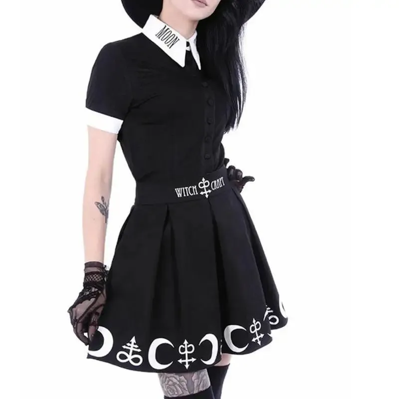 Gothic Two-Piece Set: Shirt and Skirt - Edgy Elegance