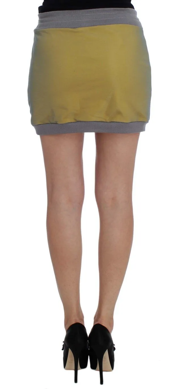 Gray Yellow Stretch Mini Skirt