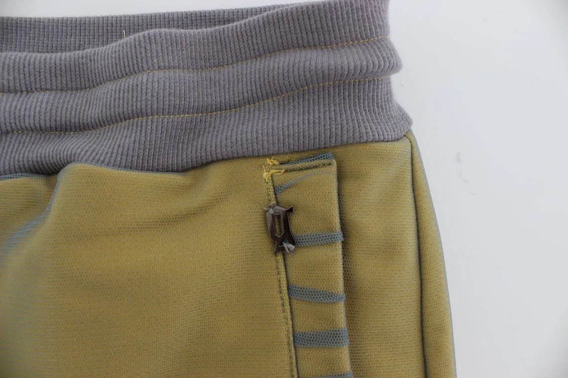 Gray Yellow Stretch Mini Skirt