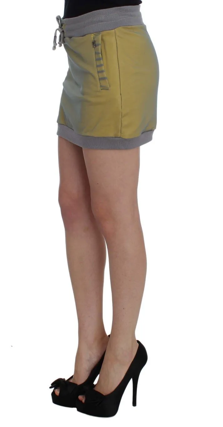Gray Yellow Stretch Mini Skirt