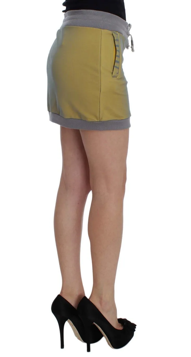 Gray Yellow Stretch Mini Skirt