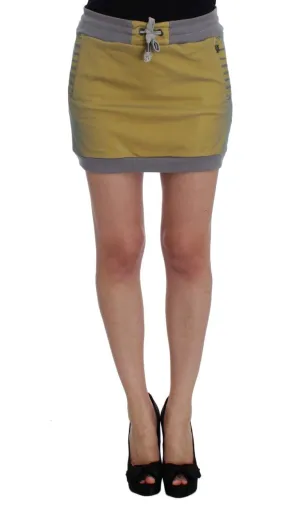 Gray Yellow Stretch Mini Skirt