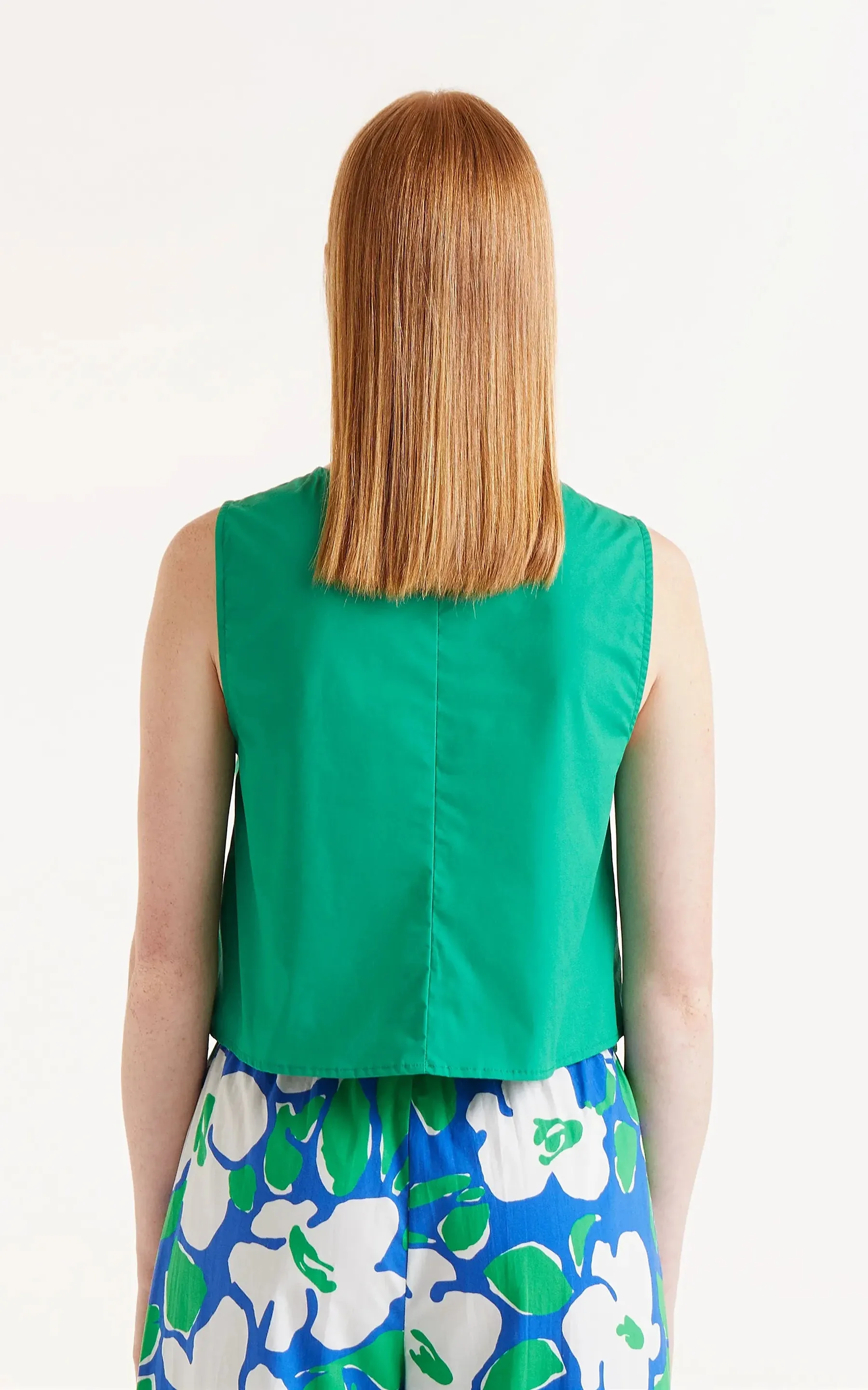 Green Buttoned Sleeveless Top