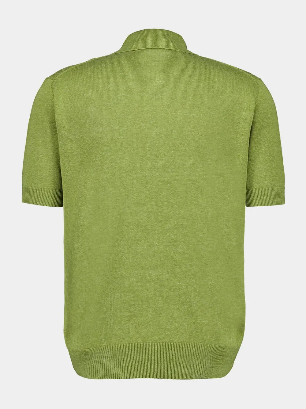 Green Silk-Linen Polo Shirt