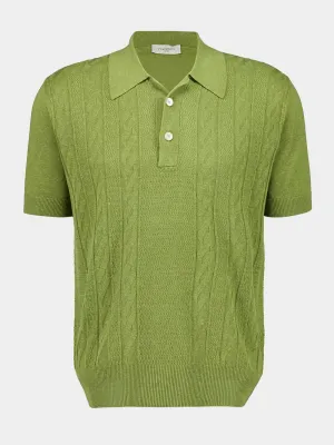 Green Silk-Linen Polo Shirt