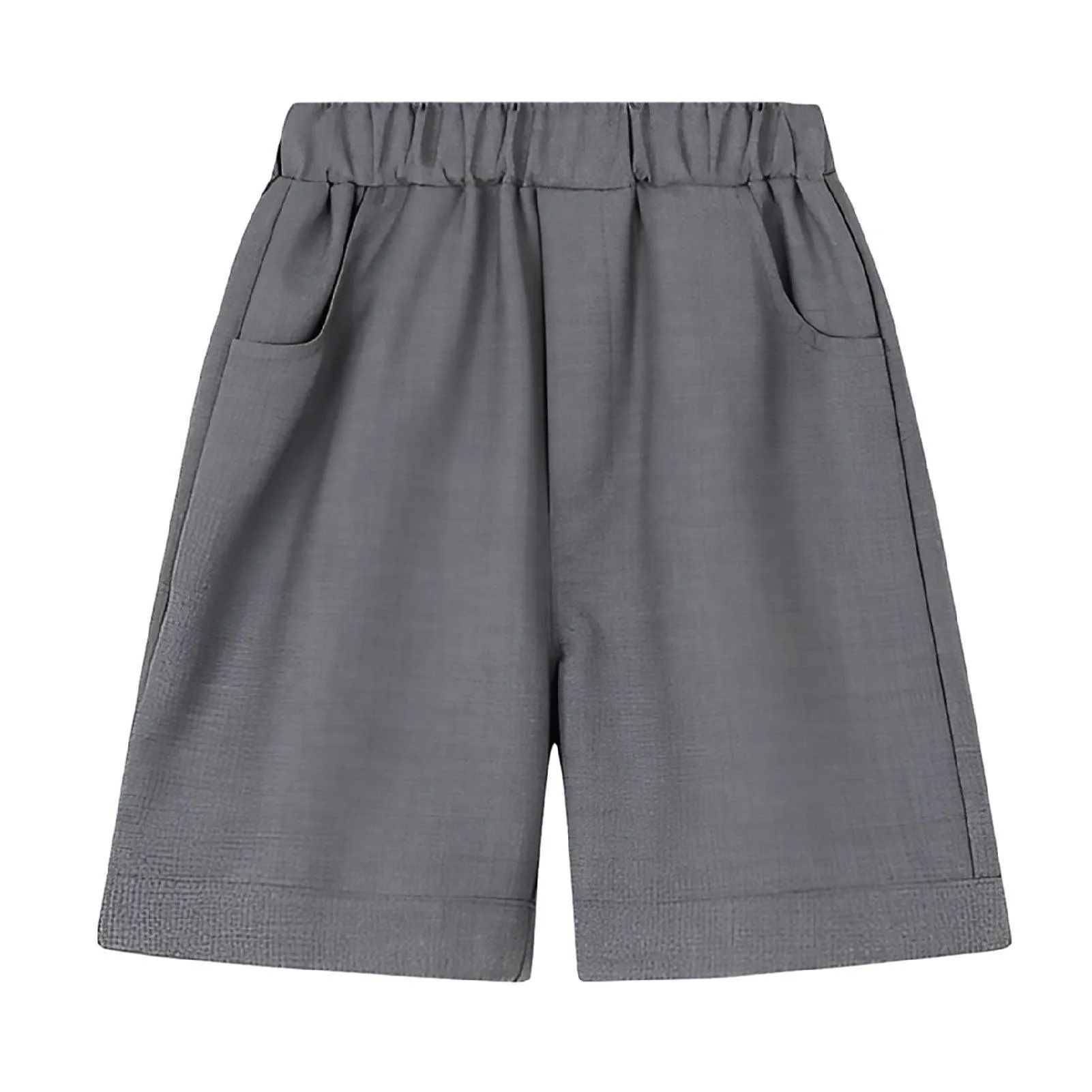 Grey Kids Boys Summer Shorts Casual Sport Elastic Waist Pants Breathable Cotton