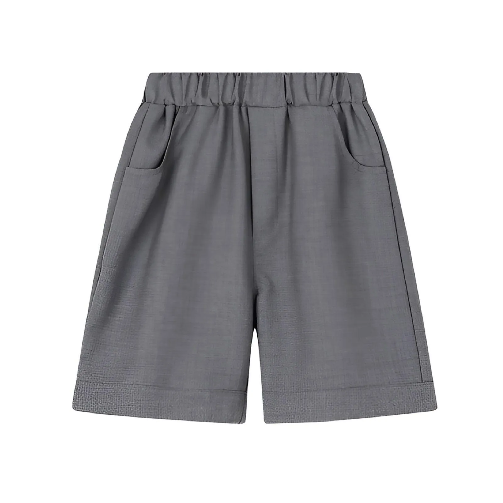 Grey Kids Boys Summer Shorts Casual Sport Elastic Waist Pants Breathable Cotton
