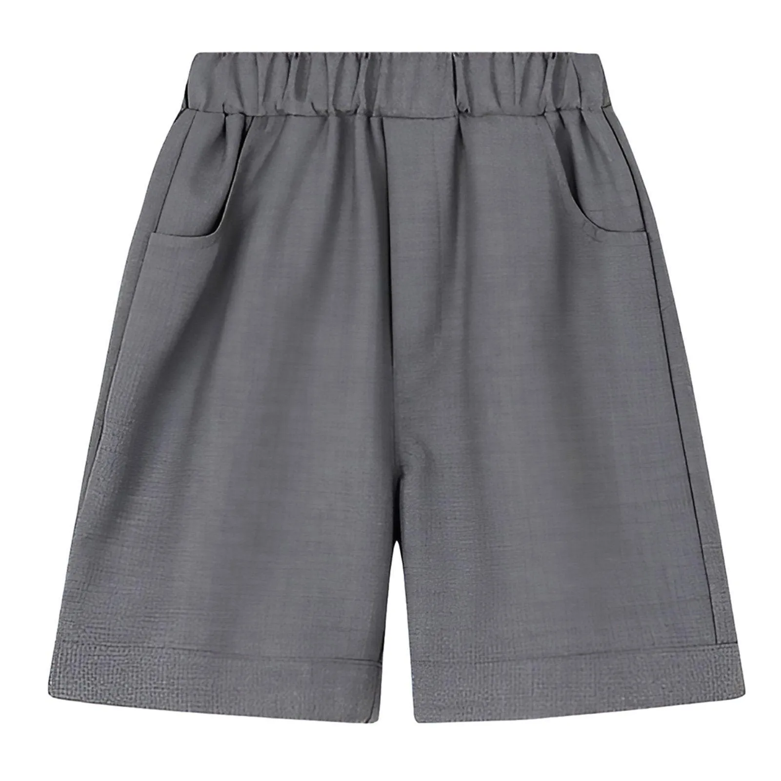 Grey Kids Boys Summer Shorts Casual Sport Elastic Waist Pants Breathable Cotton