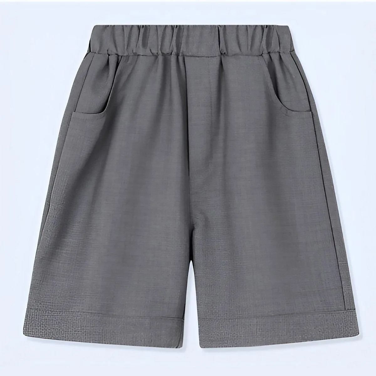 Grey Kids Boys Summer Shorts Casual Sport Elastic Waist Pants Breathable Cotton