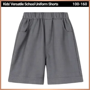 Grey Kids Boys Summer Shorts Casual Sport Elastic Waist Pants Breathable Cotton