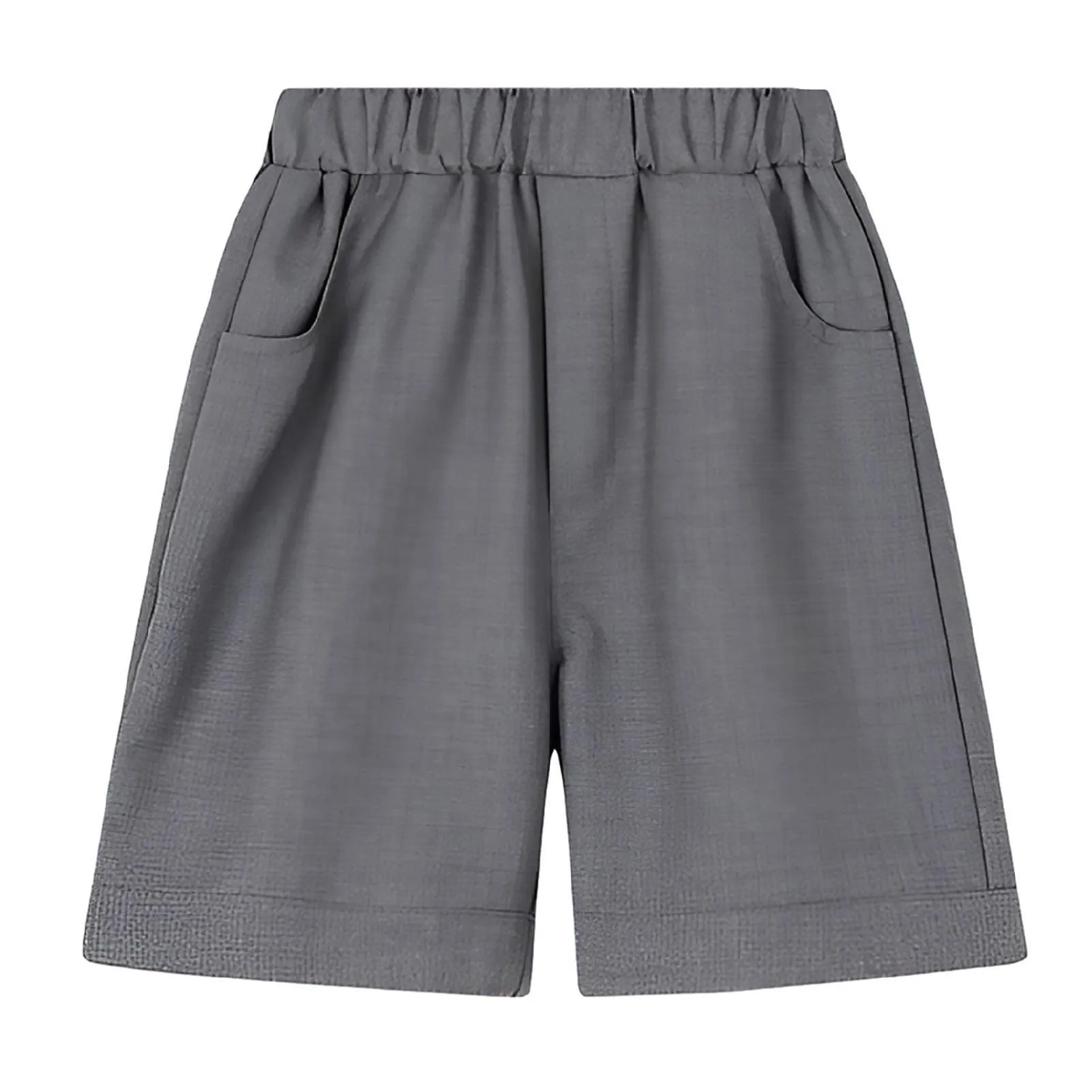 Grey Kids Boys Summer Shorts Casual Sport Elastic Waist Pants Breathable Cotton
