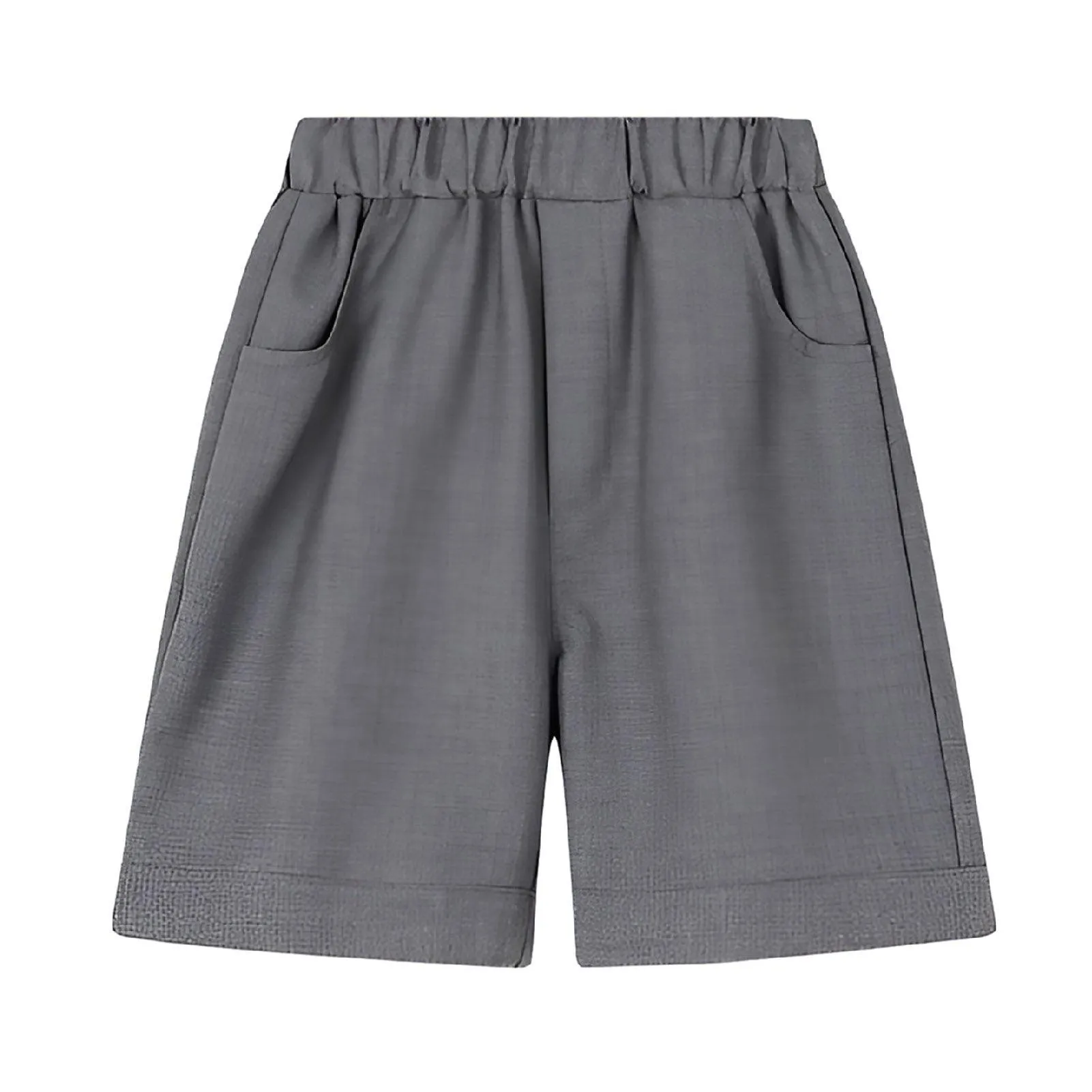 Grey Kids Boys Summer Shorts Casual Sport Elastic Waist Pants Breathable Cotton
