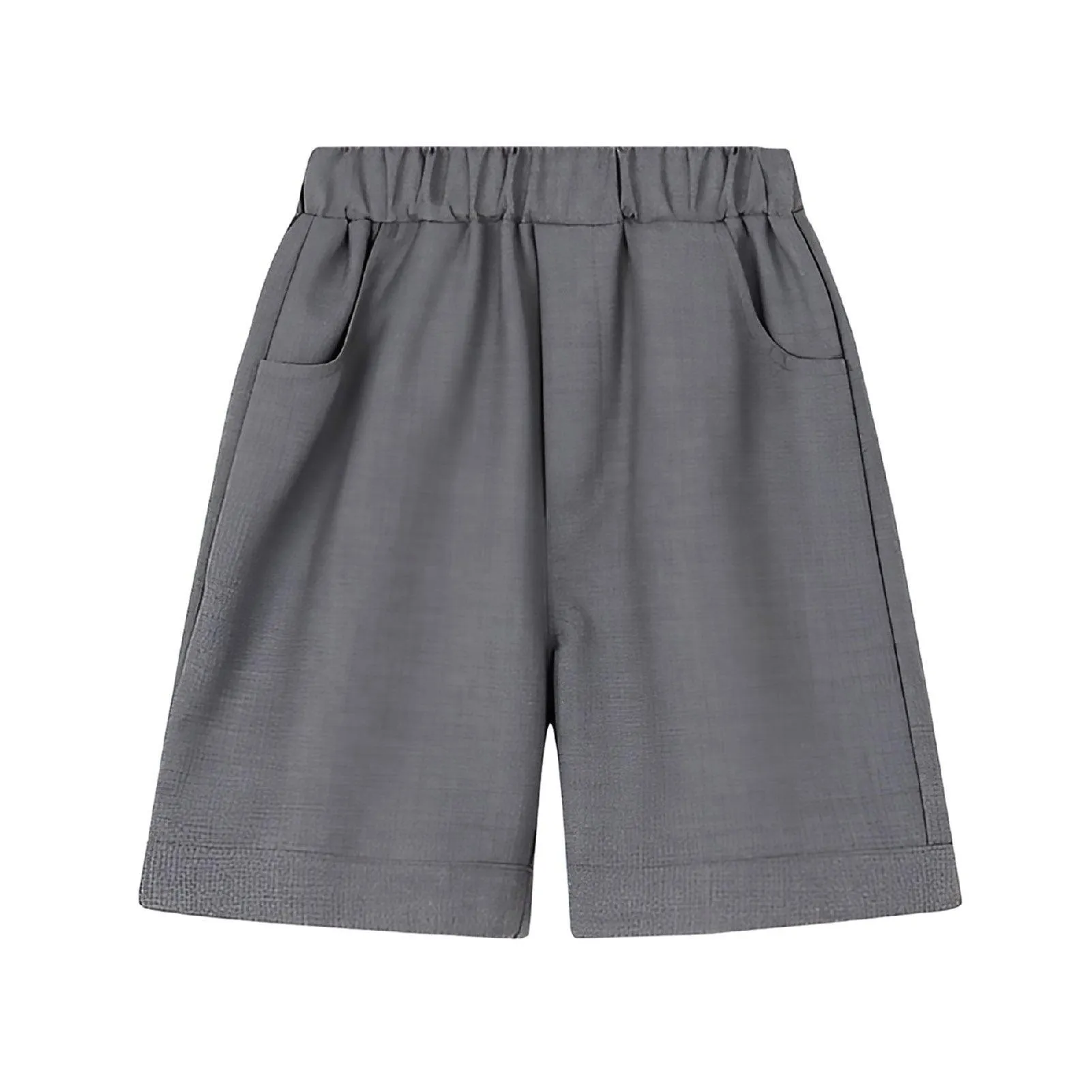 Grey Kids Boys Summer Shorts Casual Sport Elastic Waist Pants Breathable Cotton