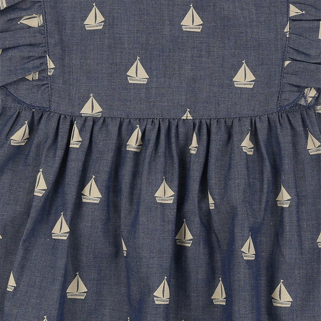 Grey Ship Print Dress