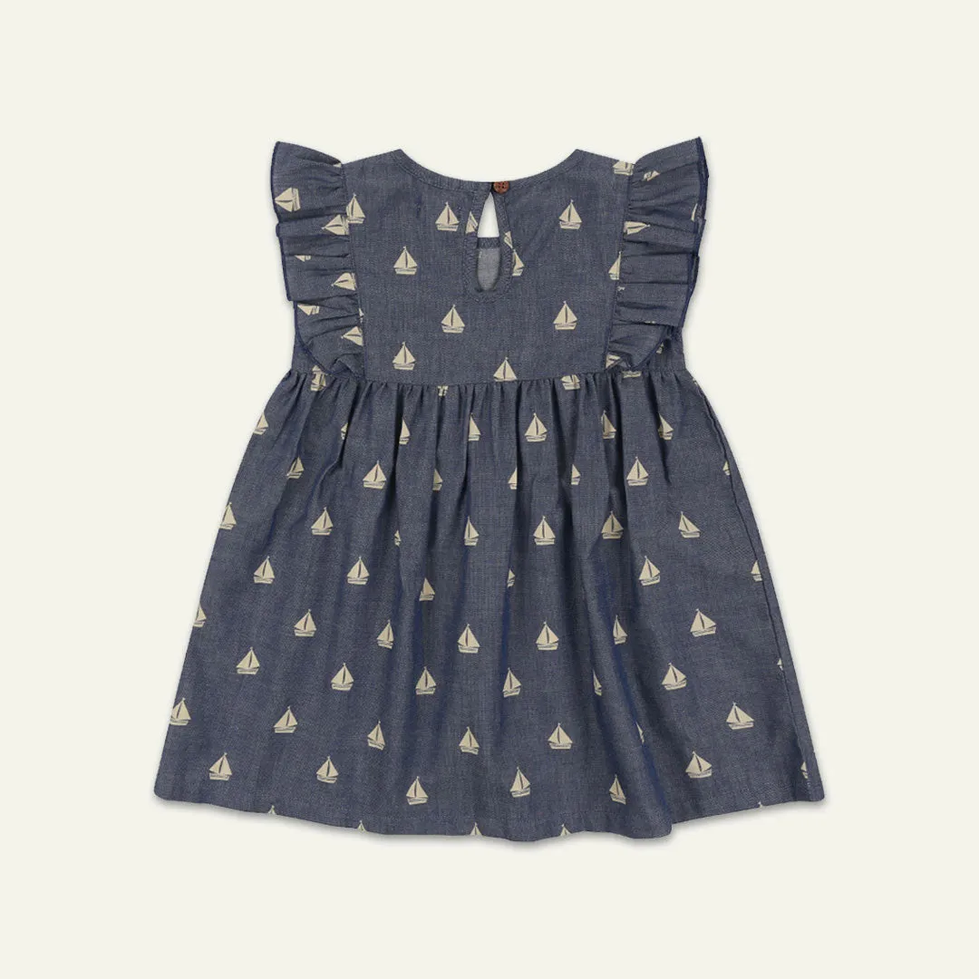 Grey Ship Print Dress