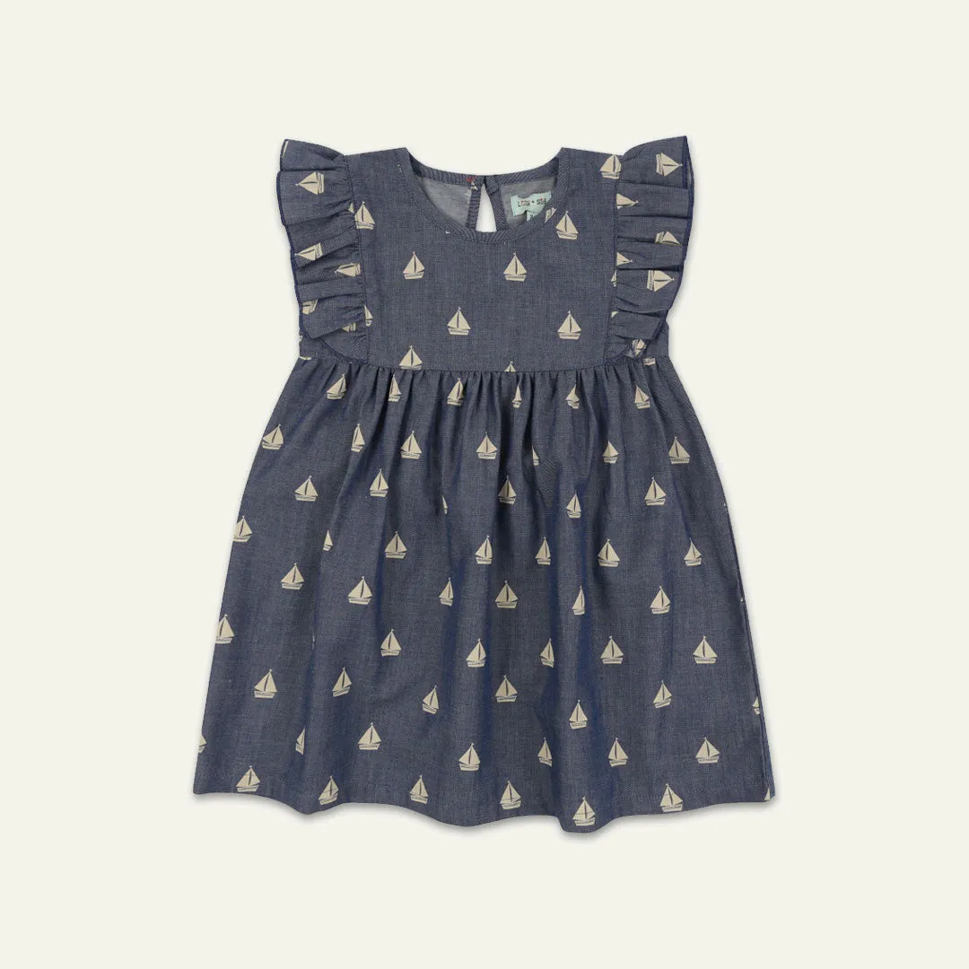Grey Ship Print Dress
