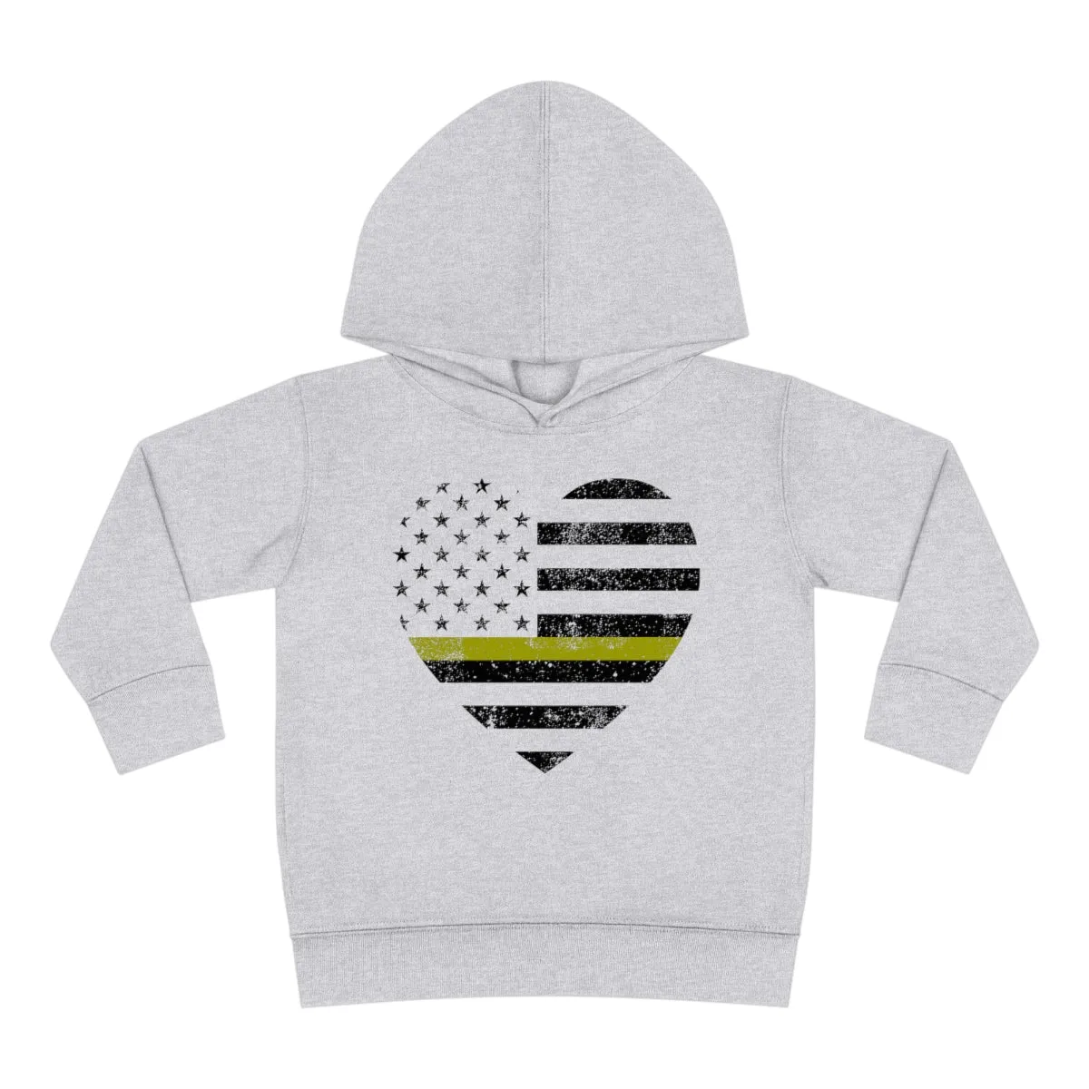 Grunge Heart Flag © Toddler Pullover Fleece Hoodie (Thin Gold Line)