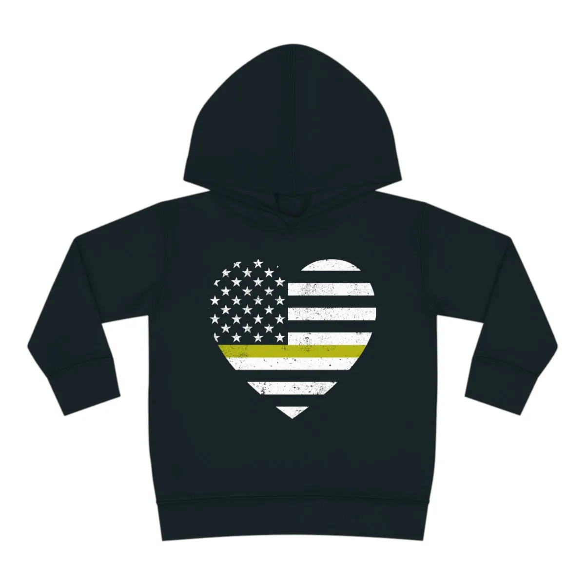 Grunge Heart Flag © Toddler Pullover Fleece Hoodie (Thin Gold Line)
