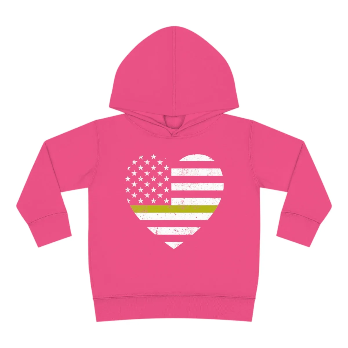 Grunge Heart Flag © Toddler Pullover Fleece Hoodie (Thin Gold Line)