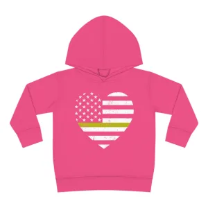 Grunge Heart Flag © Toddler Pullover Fleece Hoodie (Thin Gold Line)