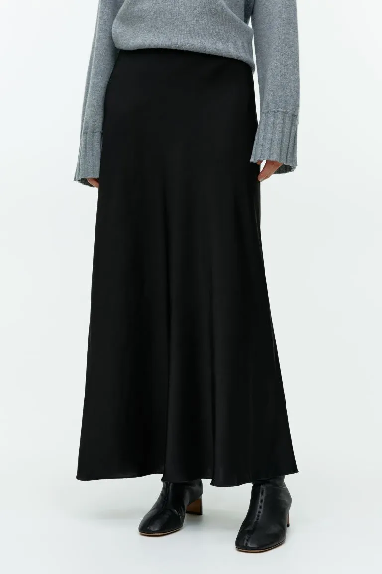 H&M satin maxi skirt, black