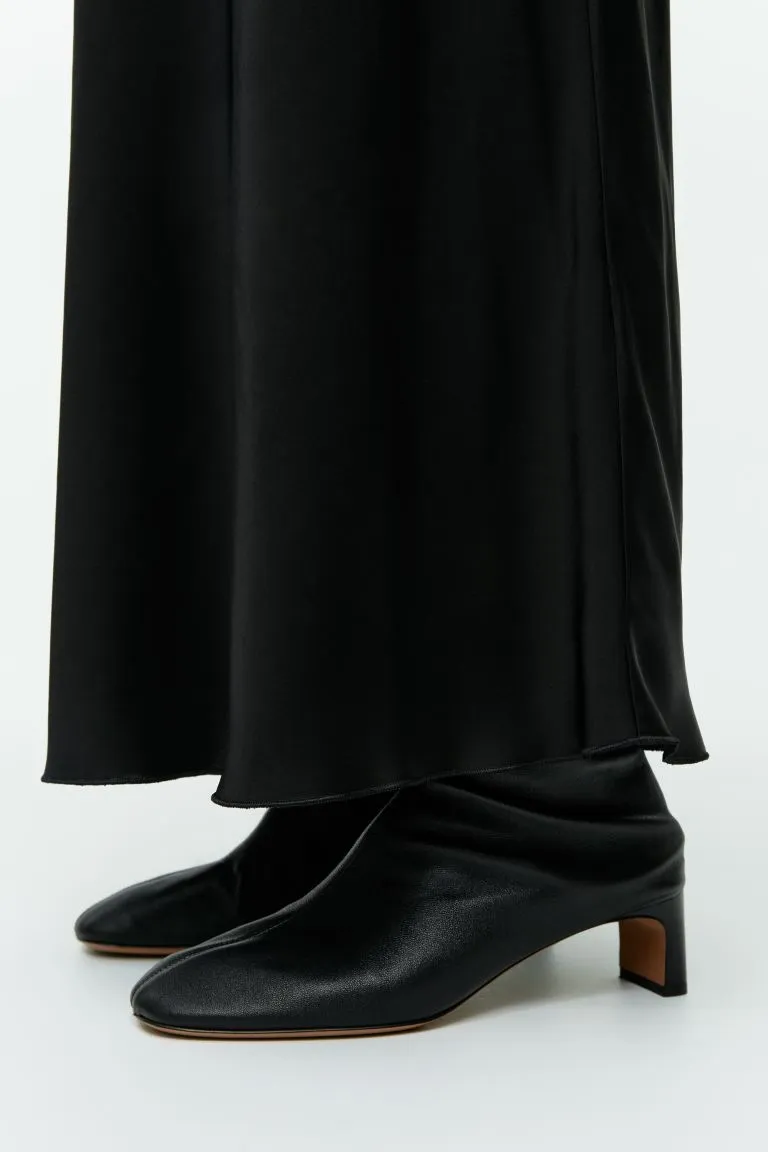 H&M satin maxi skirt, black